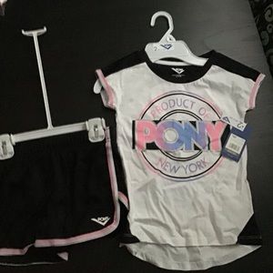 PONY Girls Short Set 7-8; White and Black NWT